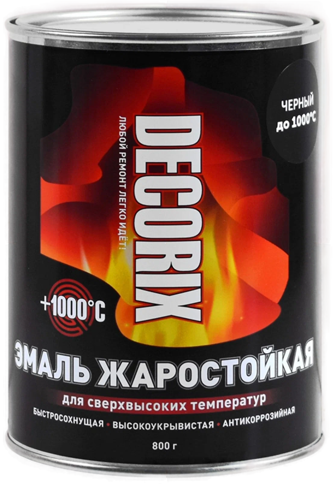 0752-01DX DECORIX Эмаль жаростойкая +1000С черный 0,8кг