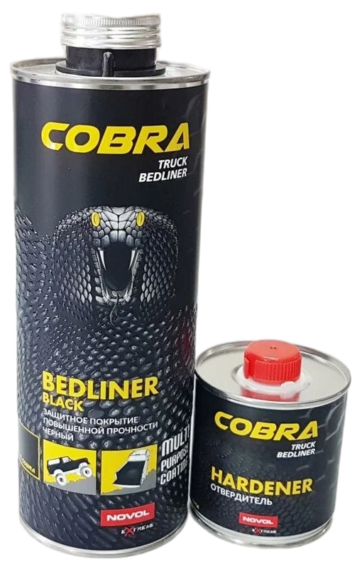 90363 Защитное покрытие повышенной прочности, COBRA Truck Bedliner, черный, Новол, уп. 0,6л+0,2л