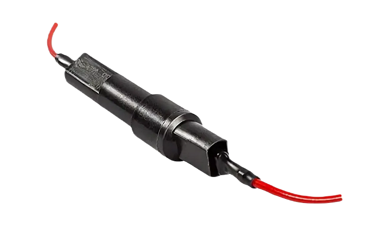 Держатель предохранителя цилиндрического FHC-1058 black (пластик) с красным проводом (FHC-1058)