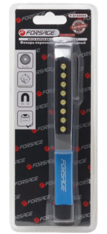 F-01X0004 Forsage Фонарь переносной светодиодный, элементы питания в комплекте (8LED, 3хААА), блистер