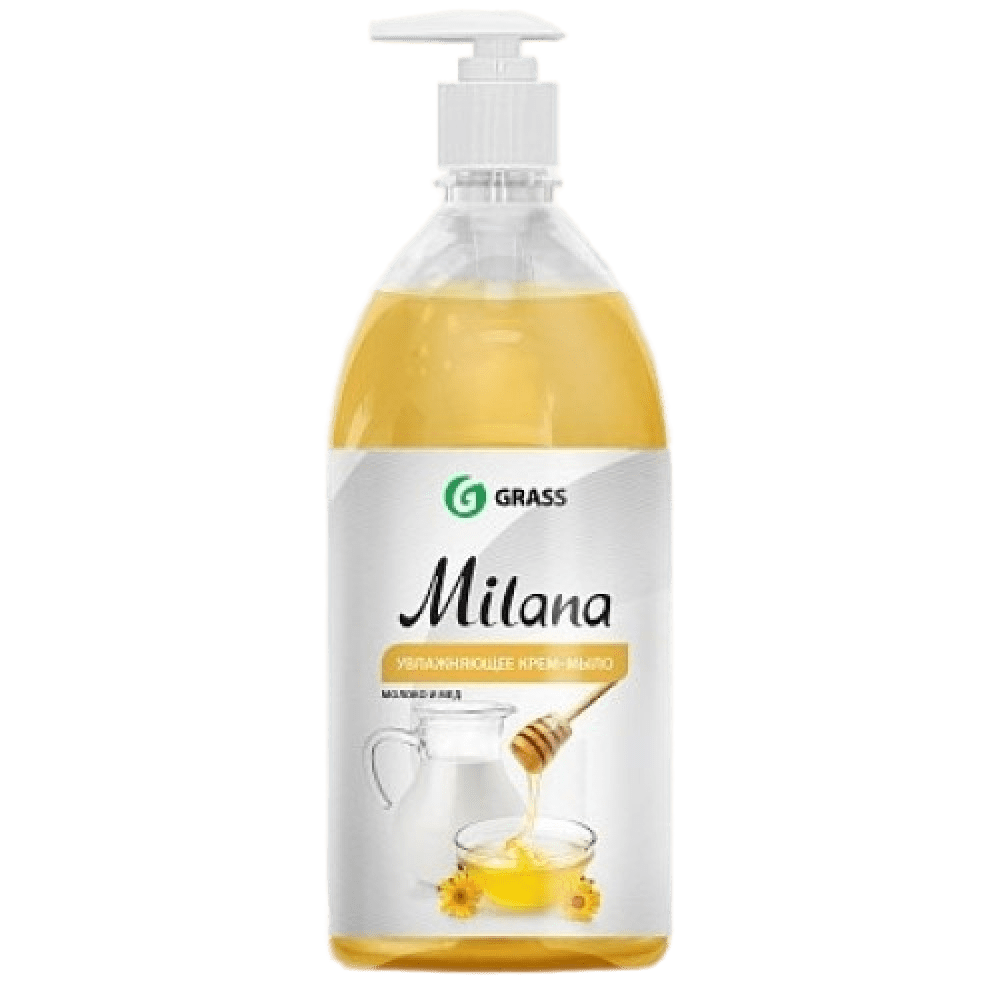 GRASS Жидкое крем-мыло MILANA Молоко и мед 1л с дозатором (126101)