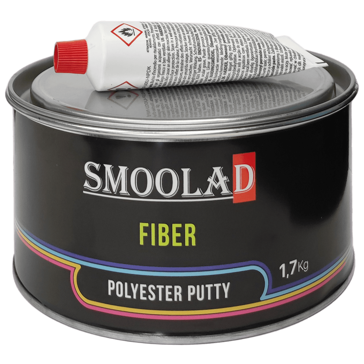 SMOOLAD BLACK Шпатлевка со стекловолокном FIBER 1.7 кг +  отвердитель