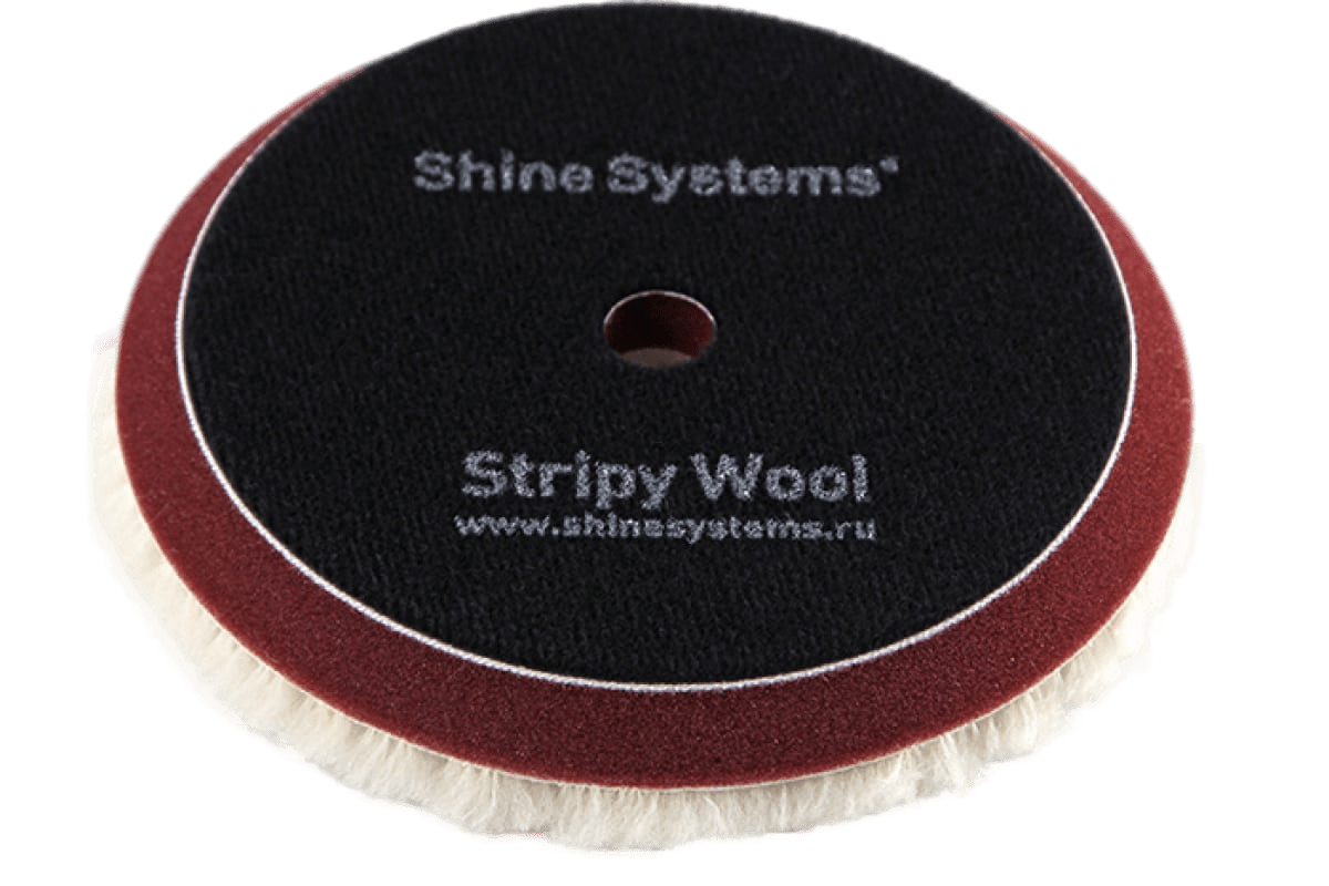 SS542 Shine Systems Stripy Wool Pad - полировальный круг из стриженого меха, 130 мм