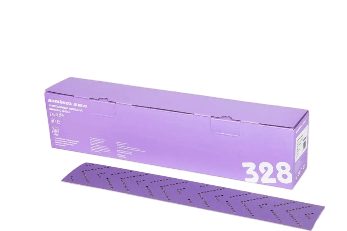 328.70.42.040.14 Полоска шлифовальная на пленочной основе Sandwox 328 Purple Zirconia 14 отверстий 70х420мм Р40