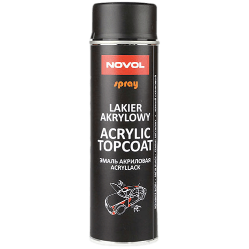 34352 Эмаль акриловая ACRYLIC TOPCOAT SPRAY черный матовый Новол аэр. 500мл