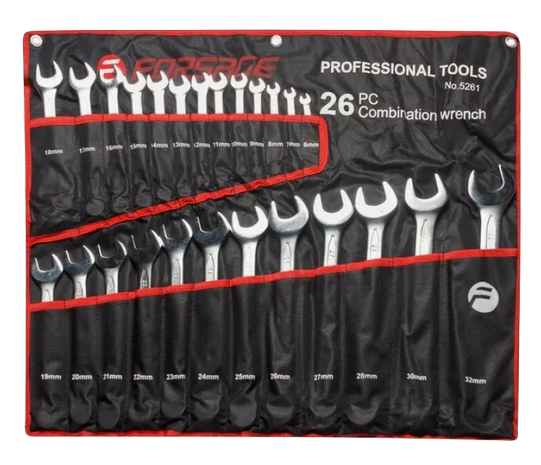 5261P(Forsage/RF) Набор ключей комбинированных 26 предметов (6-36мм) на полотне