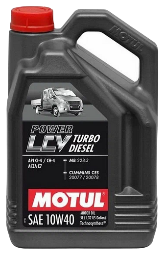 MOTUL 106136 масло моторное POWER LCV TURBO DIESEL 10W-40 синтетическое 5л (Gummins, ГАЗельNEXT)