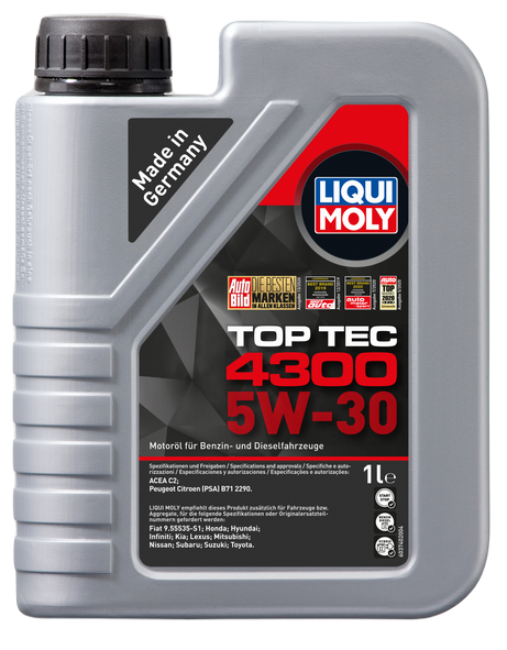 Liqui Moly 8030/3740 масло моторное Top Tec 4300 5w30 C2 HC-синтетическое 1л (специально для PCA, Honda, Toyota, Fiat)