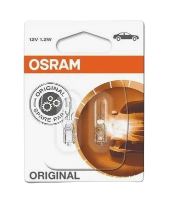 Автолампа 12V W1.2W (W2*4.6d) (блистер, 2шт) OSRAM (О-2721-2бл)