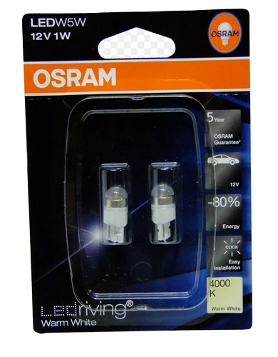 Автолампа 12V W5W (W2.1*9.5d) LEDRIVING WARM WHITE 4000K (блистер, 2шт OSRAM (О-2850WW-2бл)