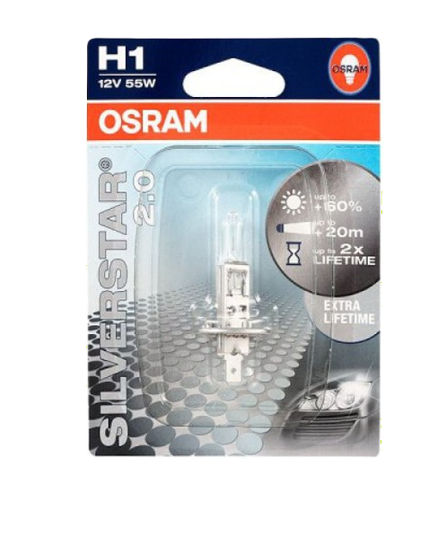 Автолампа 12V Н1 (55) Р14.5s+50% Silverstar (блистер) OSRAM (О-64150 SVSбл)