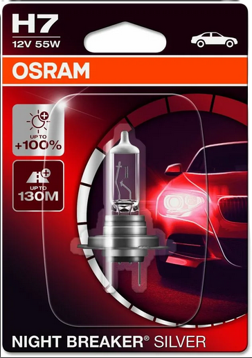 Автолампа 12V Н4 (60/55) P43t+100% NIGHT BREAKER SILVER (блистер) OSRAM (О-64193NBSбл)