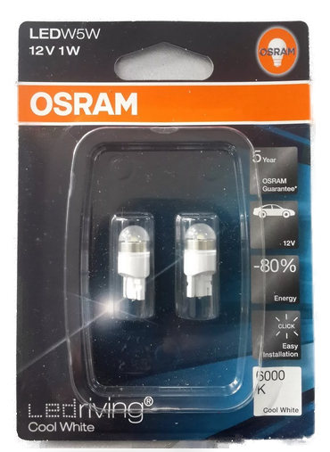 Автолампа 12V W5W (W2.1*9.5d) LEDRIVING COOL WHITE 6000K (блистер, 2шт) OSRAM (О-2850CW-2бл)