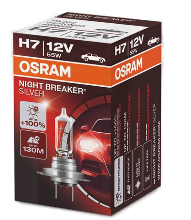 Автолампа 12V Н7 (55) PX26d+100% NIGHT BREAKER SILVER OSRAM (О-64210NBS)