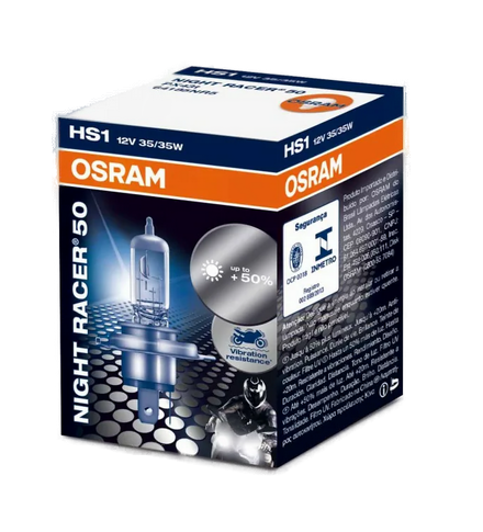 Автолампа 12V HS1 (35/35) PX43T+50% NIGHT RACER 50 OSRAM (O-64185NR5)