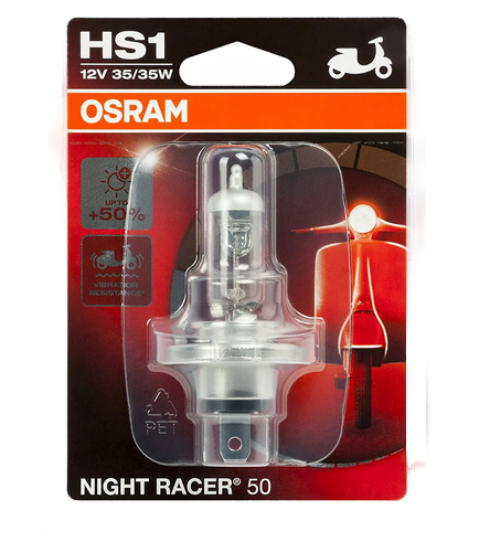 Автолампа 12V HS1(35/35) PX43T+50%  NIGHT RACER 50 (блистер)  OSRAM (O-64185NR5бл)