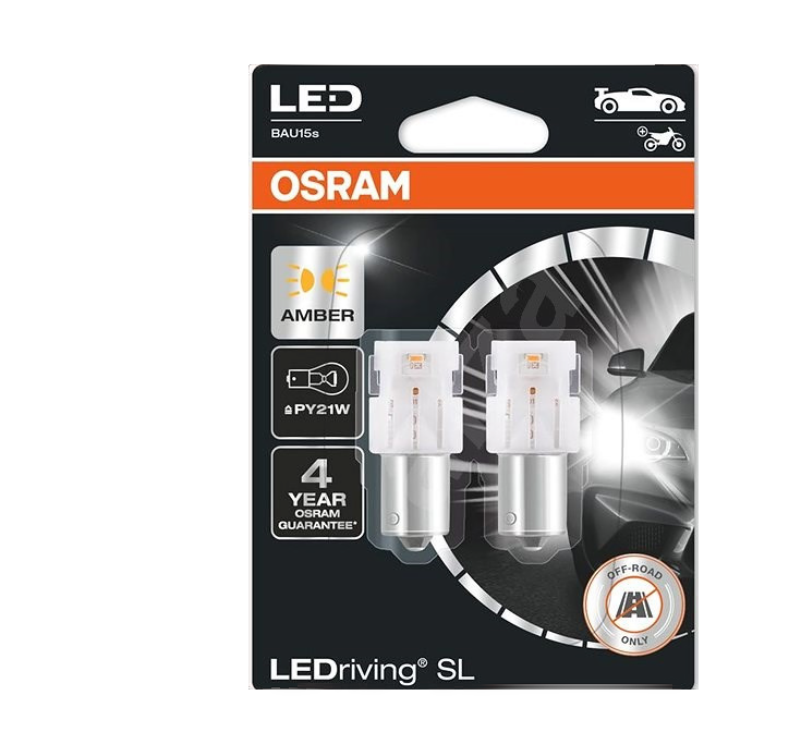 Автолампа 12V P21W (BA15s) LED YELLOW (блистер, 2шт) OSRAM (O-7507DYP-2бл)