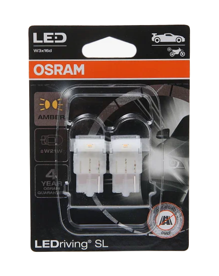 Автолампа 12V W21W (W3*16d) LED YELLOW (блистер, 2шт) OSRAM (O-7505DYP-2бл)