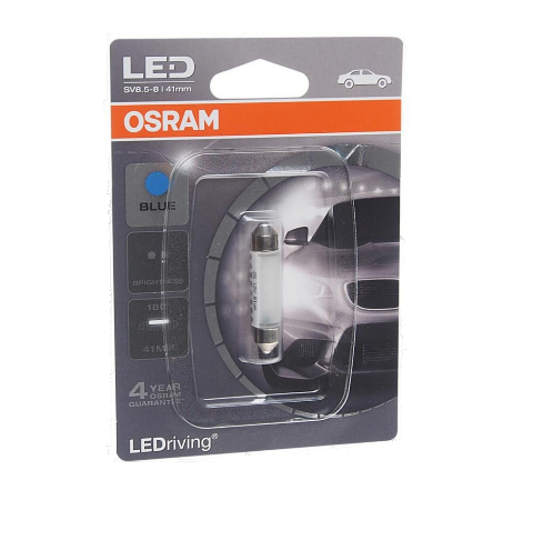 Автолампа 12V C5W (SV8.5-8)  41мм LED BLUE (блистер) OSRAM (O-6441BLбл)