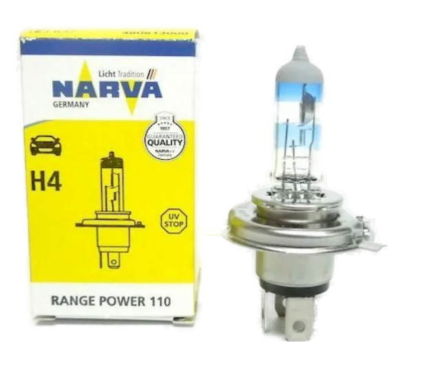 Автолампа 12V Н4 (60/55) P43t-38+110% Range Power NARVA (N-48061RPH)