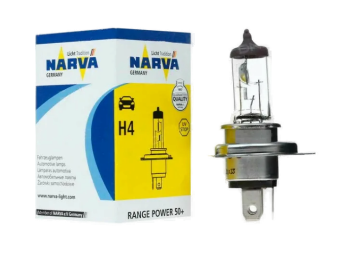 Автолампа 12V Н4 (60/55) P43t-38+50% Range Power NARVA (N-48861 RP)