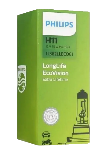 Автолампа 12V Н11 (55) РGJ 19-2 Long Life ECO VISION PHILIPS (P-12362 LLECO)