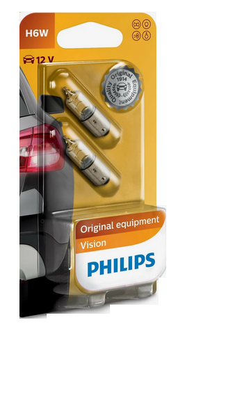 Автолампа 12V T6W (BA9s) HALOGEN (блистер, 2шт) PHILIPS (P-12036-2бл)