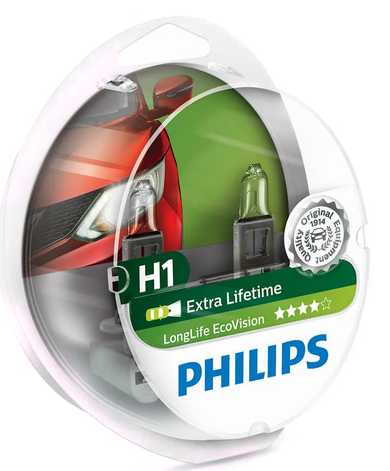 Автолампа 12V Н1 (55) Р14.5s Long Life Eco Vision (2шт) PHILIPS (P-12258LLECO2)