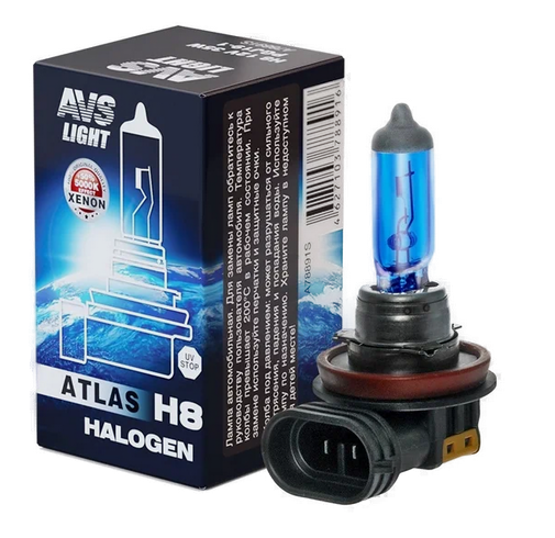 A78891S Автолампа 12V H8 (55) ATLAS BOX  5000K галоген AVS (1шт)