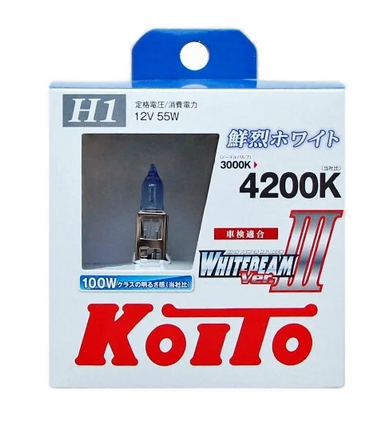 Автолампа 12V H1 55W (100W) 2шт KOITO Whitebeam (P0751W)