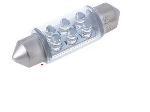 Автолампа 12V C5W SV8.5 36мм - DIP 6Led 0.3Вт Св/д Синий DLED