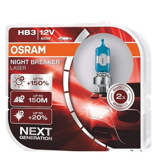 Автолампа 12V HB3 (60) P20D+150% NIGHT BREAKER LASER 3800K (Евробокс 2шт) OSRAM (O-9005NL2(EURO)