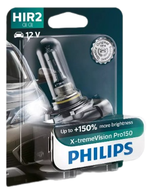 Автолампа 12V HIR2 (55) PX22d+150% X-treme Vision Pro150 (блистер) PHILIPS (P-9012XVPROбл)