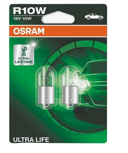 Автолампа 12V R10W (BA 15s) ULTRA LIFE (блистер, 2шт) OSRAM (О-5008ULT-2бл)
