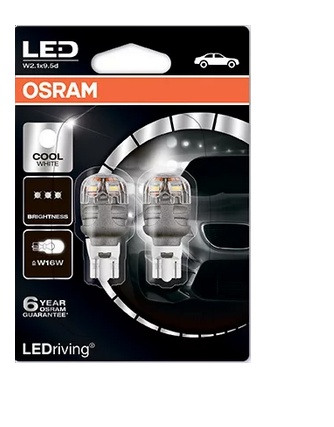 Автолампа 12V W16W (W2.1*9.5d) LED PREMIUM COOL WHITE 6000K (блистер, 2шт) OSRAM (O-9213CW-2бл)