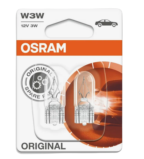 Автолампа 12V W3W (W2.1*9.5d) (блистер, 2шт) OSRAM (О-2821-2бл)