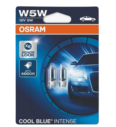 Автолампа 12V W5W (W2.1*9.5d)+20% Cool Blue Intense Halogen (блистер, 2шт) OSRAM (О-2825 HСВI-2бл)