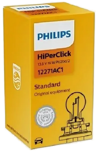 Автолампа 13.5 V PCY16W (PU20d/2) HIPERCLICK PHILIPS (P-12271A)