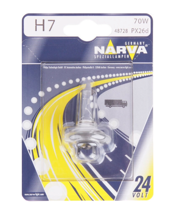 Автолампа 24V H7 (70) PX26d (блистер) NARVA (N-48728бл)
