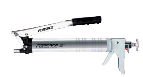 F-08043C Forsage Шприц для нагнетания густой смазки 600 мл, ручной (жесткий и гибкий наконечник в к-те) 1 шток