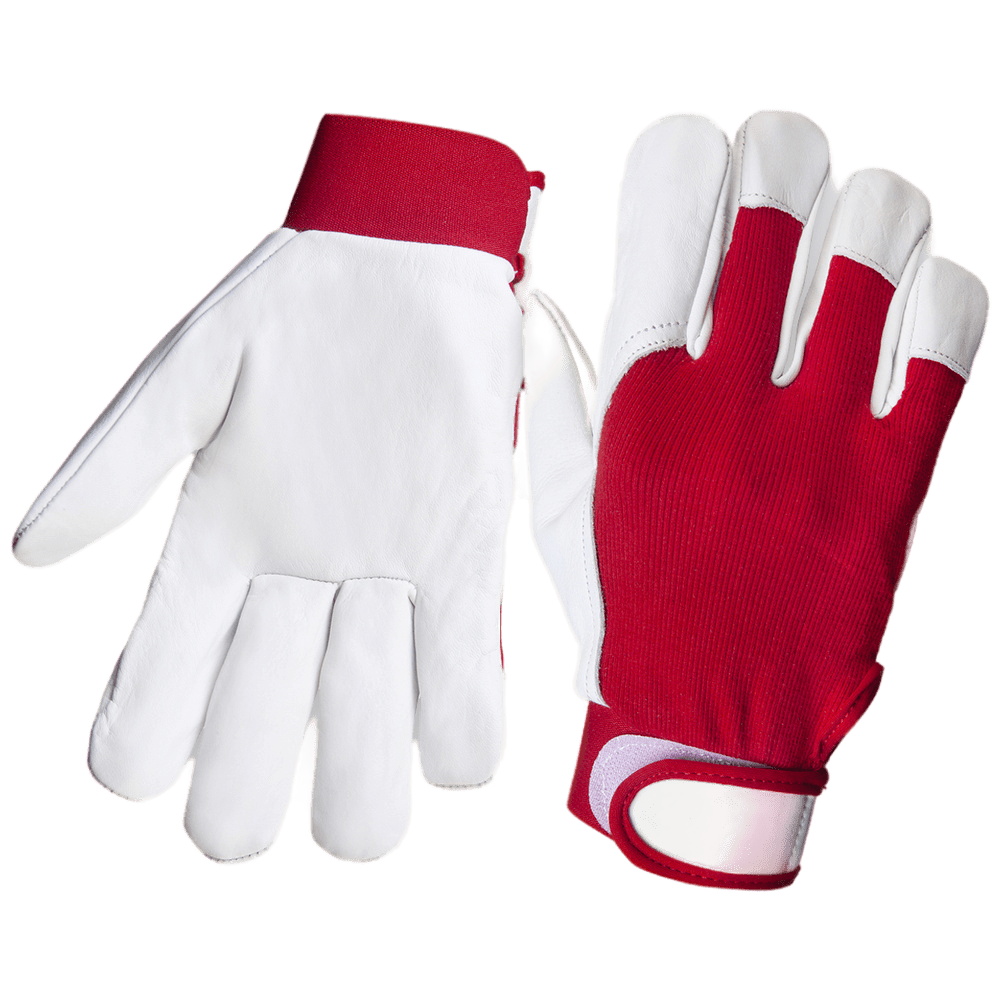 JLE301-9/L Перчатки кожаные JETA Safety Mechanic цвет красный/белый, манжета велкро размер L, 1 пара