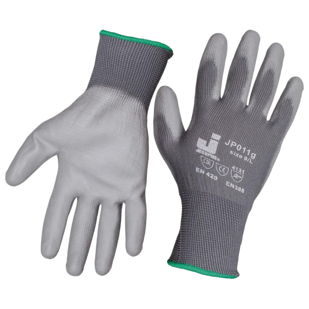 JP011g/XL Перчатки JETA Safety из полиэстеровой пряжи с полиуретановым покрытием, серые размер XL, пара