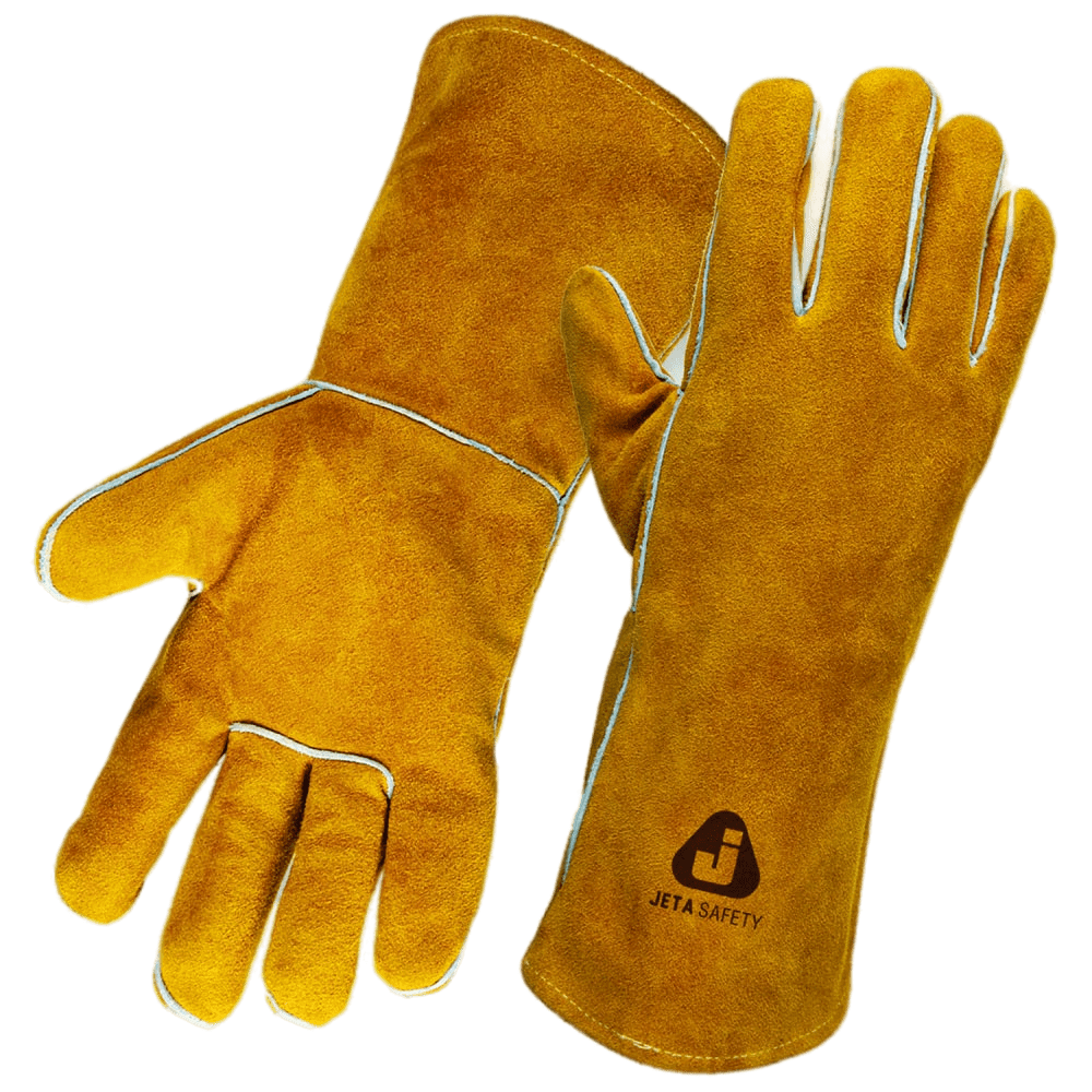 JWK201-XL Перчатки сварщика JETA Safety Ferrus Light с крагой из спилковой кожи, без подкладки, цвет желтый, размер XL,1 пара