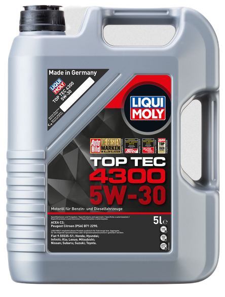 Liqui Moly 8031/3741 масло моторное Top Tec 4300 5w30 C2 HC-синтетическое 5л (специально для PCA, Honda, Toyota, Fiat)