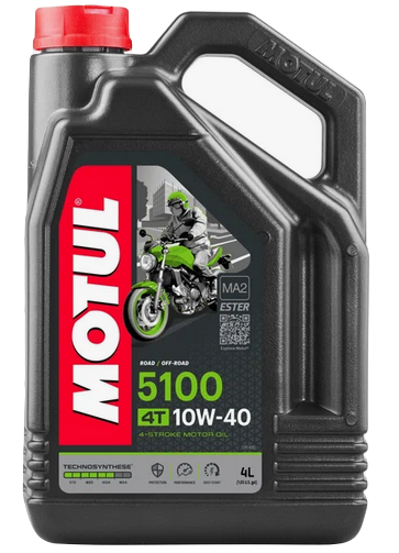 MOTUL 104068 масло моторное 5100 4Т (MA2) 10W40 SM/SL 10W40 полусинтетическое для 4Т мотоциклов 4л