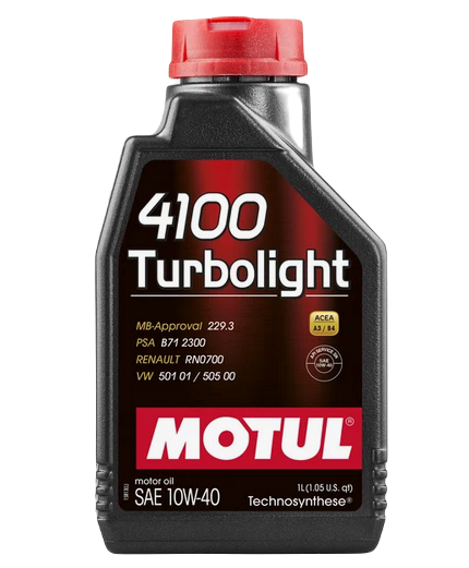 MOTUL 108644 масло моторное 4100 10w40 Turbolight SN/CF полусинтетическое 1л