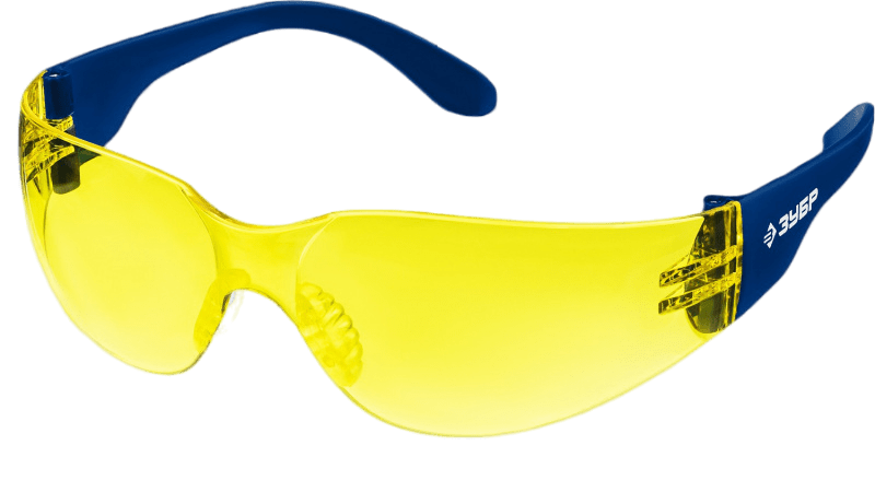 Очки защитные ЗУБР БАРЬЕР желтые, облегченные, открытого типа, линза устойчивая к царапинам и запотеванию (110488)