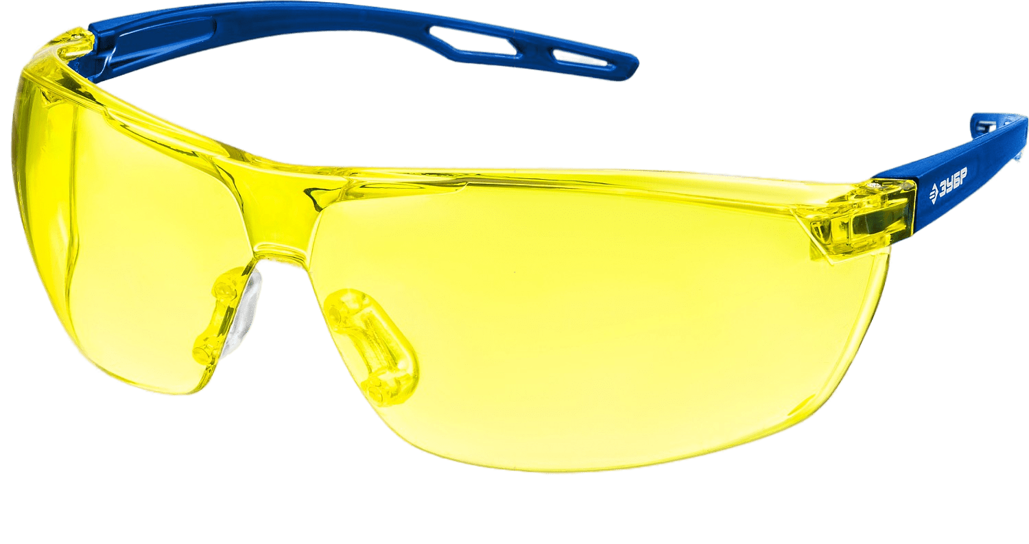 Очки защитные ЗУБР БОЛИД желтые, открытого типа, сферические линзы устойчивые к запотеванию (110486)