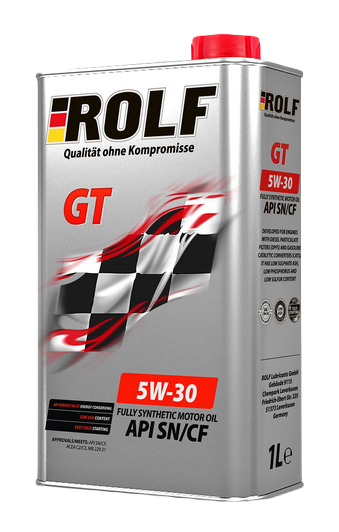 ROLF 322446 масло моторное GT SAE 5W30 API SN/CF синтетическое 1л (пластик)