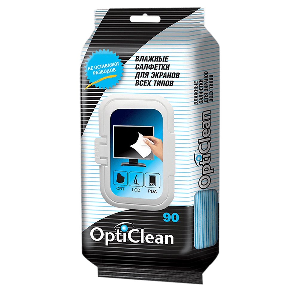 Салфетки влажные OC-48132 OPTI CLEAN для экранов всех типов (20х15см) (90шт) АВАНГАРД